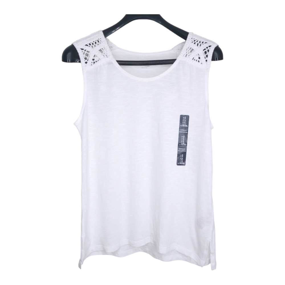💙3/$25💙Gap‎ White Cotton Sleeveless Crochet Detail Casual Lightweight Tank Top